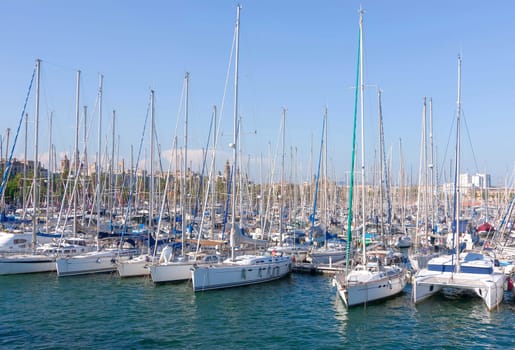 Yachts and boats in the Port of Barcelona