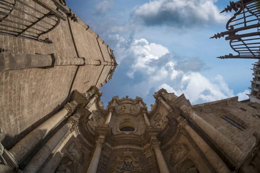 Valencia Spain historic gothic cathedral church external bas relief sculpture