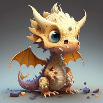 Little dragon concept. Cute cub for any child design. Generate Ai