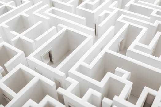 Labyrinth maze concept. White walls. Generate Ai