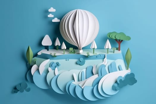 Earth day paper art concept. Environment planet ecology. Generate Ai