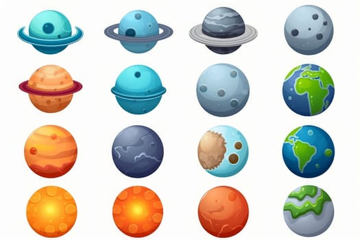 Planet game set collection in cartoon style isolated on white background. Generate Ai