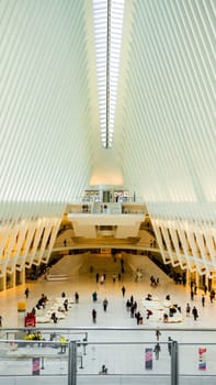 New York City, United States - September 17, 2022 Subway station interior next to World Trade