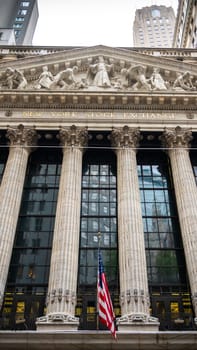 New York, USA - September 19, 2022: Front view of facade of the New York Stock Exchange on Wall