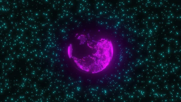 Purple particle Earth. Computer generated 3d render