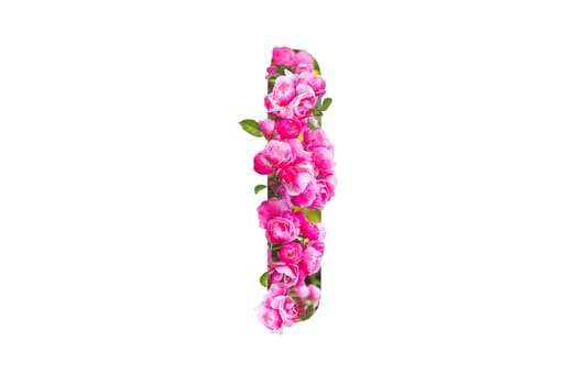letter I made from white flowers isolated on white , alphabet