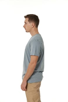 offended frustrated young man on white background. sadness