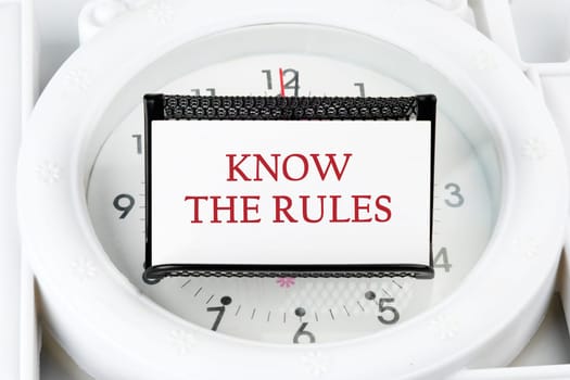 Know the rules text on a white business card