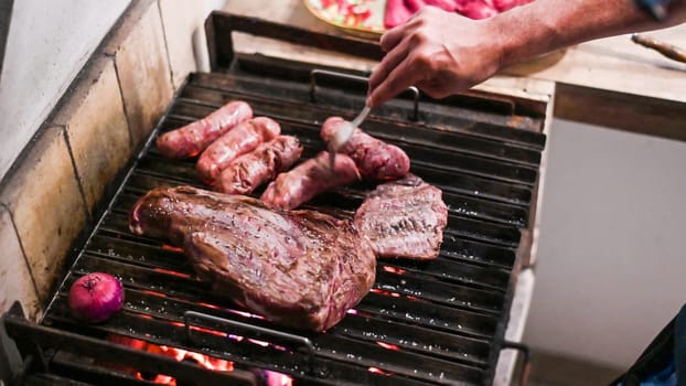 Perfect Argentinian grilled meat cooking
