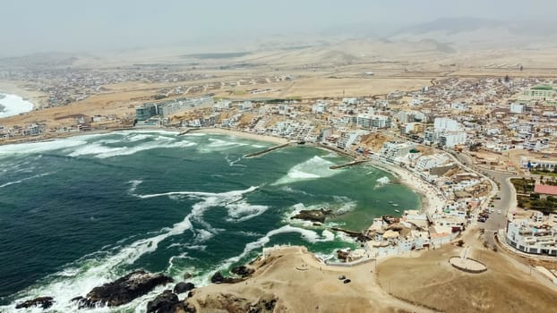 Aerial view with drone of the district of San Bartolo north next to the sea