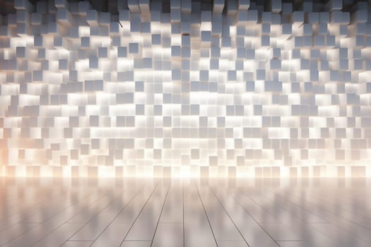 Abstract background of white cubes protruding from each other.