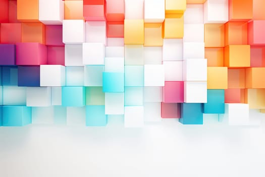 Abstract horizontal background with colored cubes.