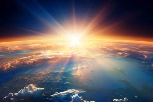 Earth illuminated by a breathtaking sunrise from space.