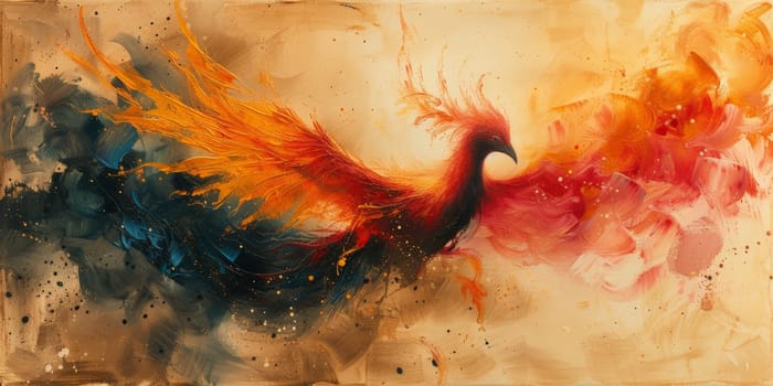 Great Chinese paint wall of Phoenix art paint. Chinese wall paper