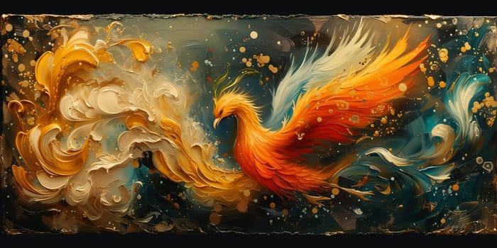 Great Chinese paint wall of Phoenix art paint. Chinese wall paper