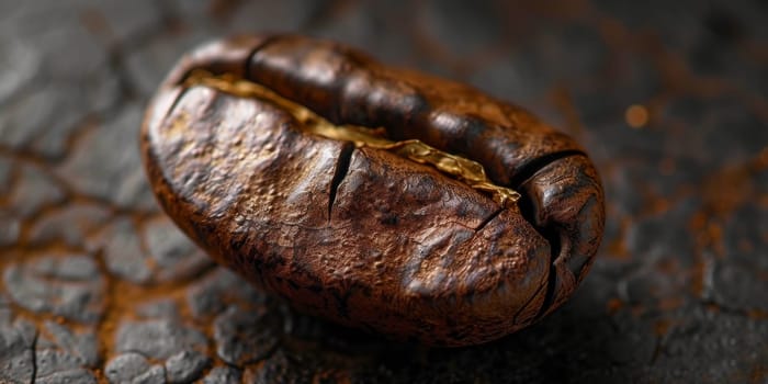 Extreme macro photography of fresh roasted coffee beans.