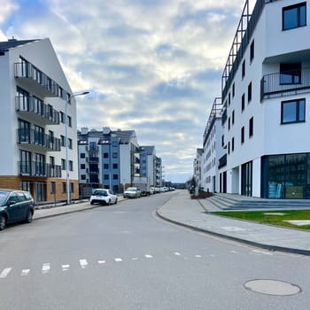 City street with modern houses. High quality photo