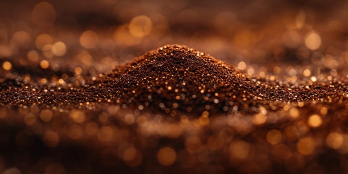 Extreme macro photography of fresh roasted coffee beans ground