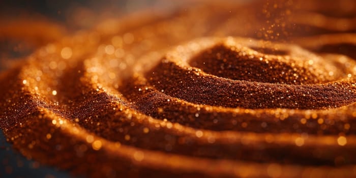 Extreme macro photography of fresh roasted coffee beans ground