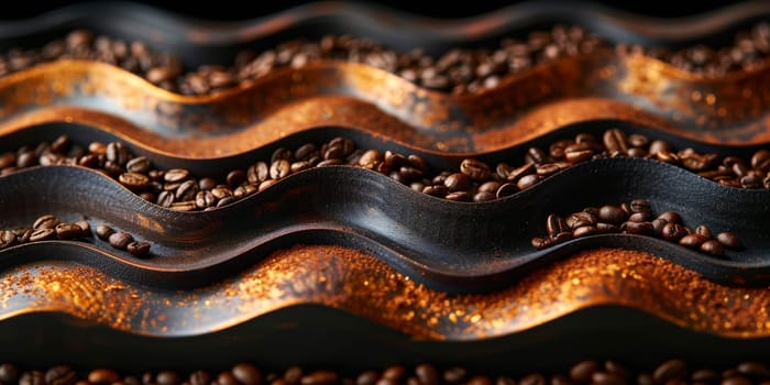 Extreme macro photography of fresh roasted coffee beans ground