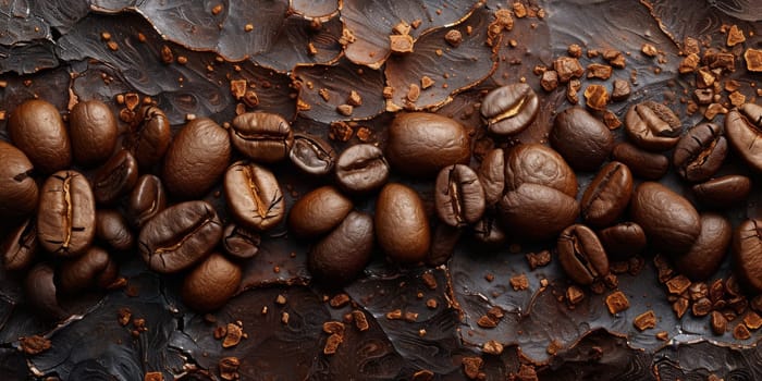 Extreme macro photography of fresh roasted coffee beans ground