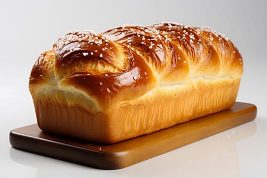 Glossy brioche bread on a cutting board - generative AI