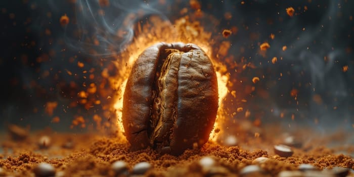 Extreme macro photography of fresh roasted coffee beans ground