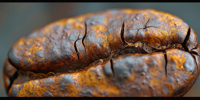 Extreme macro photography of fresh roasted coffee beans ground