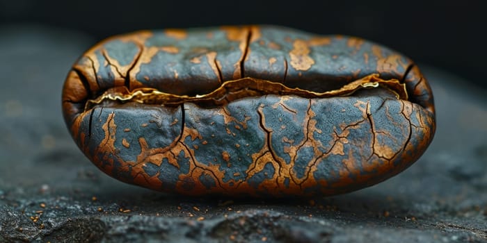 Extreme macro photography of fresh roasted coffee beans ground