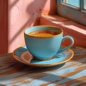 Coffee break in cozy cafe and natural background