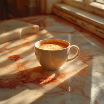 Coffee break in cozy cafe and natural background