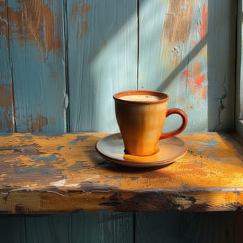 Coffee break in cozy cafe and natural background