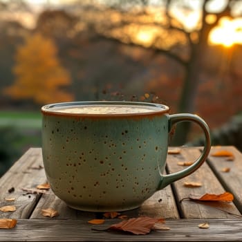 Coffee break in cozy cafe and natural background