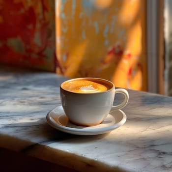 Coffee break in cozy cafe and natural background