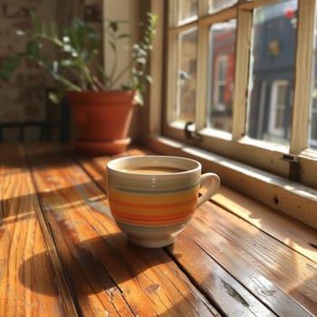 Coffee break in cozy cafe and natural background