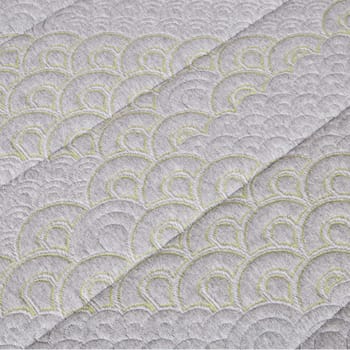 Luxury Gray Textured Fabric with Chartreuse Embroidery in Studio, Fort Wayne, Indiana, 2017