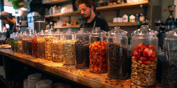 Coffee Shop Bar Counter Cafe Restaurant Relaxation Concept. People doing workshop in cozy coffee shop art