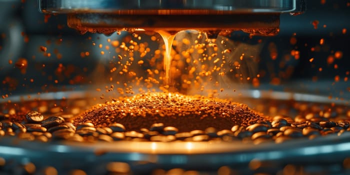 Coffee beans roasted traditional,coffee beans are being roasted. Roasting the peeled coffee beans