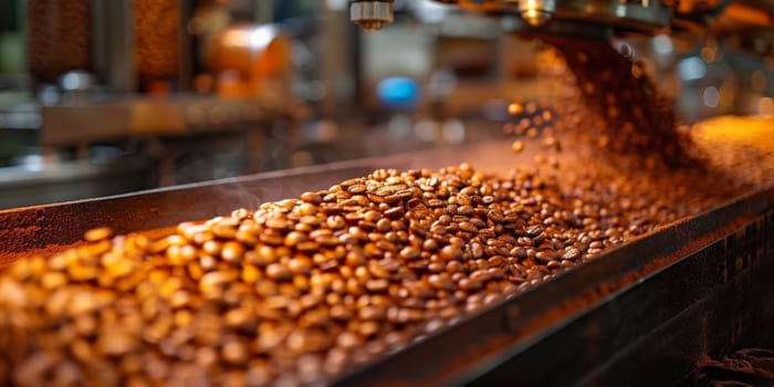 Coffee beans roasted traditional,coffee beans are being roasted. Roasting the peeled coffee beans