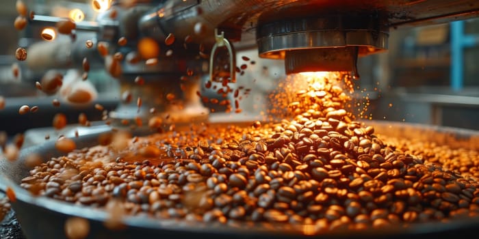 Coffee beans roasted traditional,coffee beans are being roasted. Roasting the peeled coffee beans