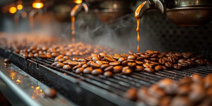 Coffee beans roasted traditional,coffee beans are being roasted. Roasting the peeled coffee beans