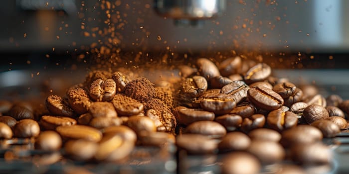 Coffee beans roasted traditional,coffee beans are being roasted. Roasting the peeled coffee beans