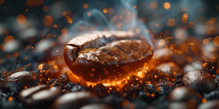 Coffee beans roasted traditional,coffee beans are being roasted. Roasting the peeled coffee beans