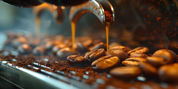 Coffee beans roasted traditional,coffee beans are being roasted. Roasting the peeled coffee beans