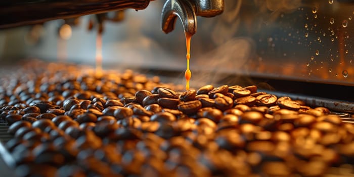 Coffee beans roasted traditional,coffee beans are being roasted. Roasting the peeled coffee beans