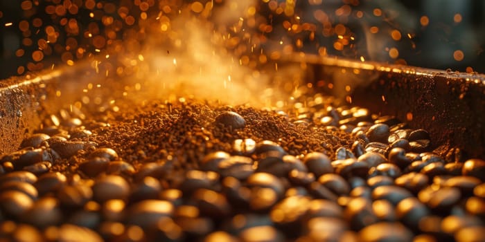 Coffee beans roasted traditional,coffee beans are being roasted. Roasting the peeled coffee beans