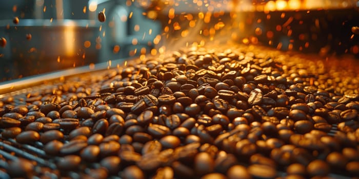 Coffee beans roasted traditional,coffee beans are being roasted. Roasting the peeled coffee beans