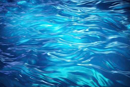 Rainbow ripples on the water, blue background.