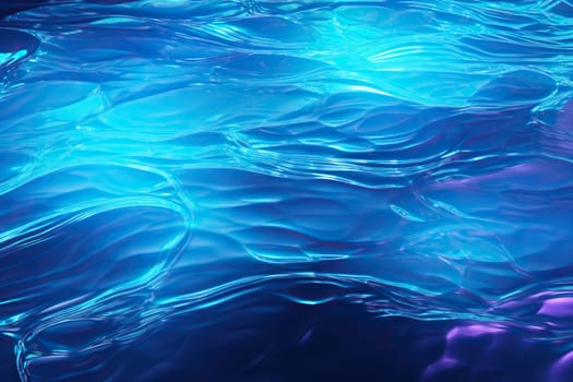 Horizontal background with water texture with blue neon glow.