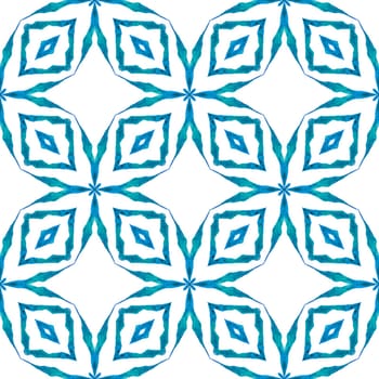 Textile ready wonderful print, swimwear fabric, wallpaper, wrapping. Blue pleasant boho chic summer design. Oriental arabesque hand drawn border. Arabesque hand drawn design.